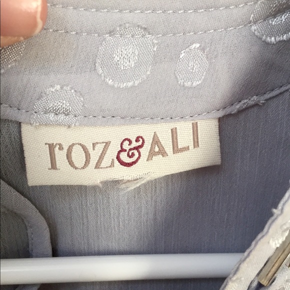 Roz and Ali Grey Sheer Blouse, Silver Detailing - Picture 4 of 8